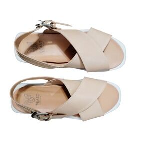 BEAST FASHION Women Beige Criss Cross Platform Sandals Size 7.5
